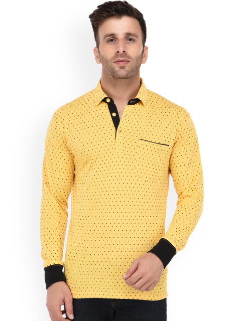 

WILD WEST Men Yellow Printed Polo Collar T-shirt