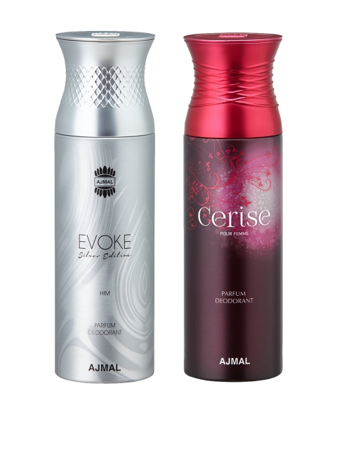 

Ajmal Unisex Set of 2 Deodorants 200 ml each, Silver