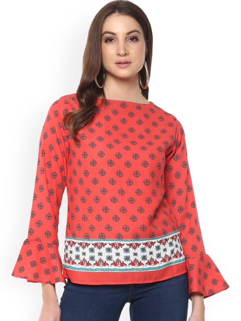 

Mayra Women Pink Printed A-Line Top