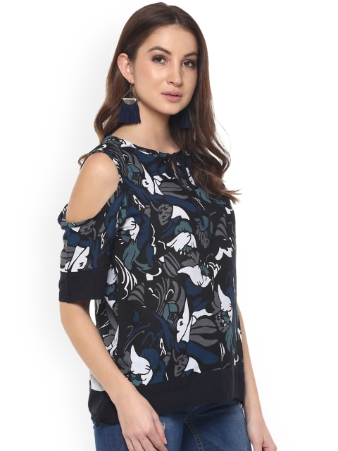 

Mayra Women Black Printed A-Line Top