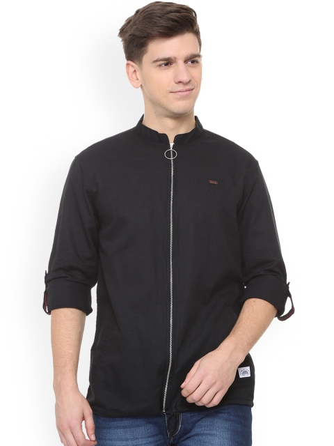 

People Men Black Regular Fit Solid Casual Shirt