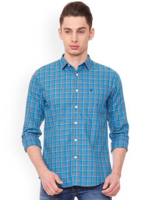 

Allen Solly Men Blue & Grey Slim Fit Checked Casual Shirt