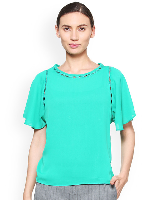 

Van Heusen Woman Green Solid A-Line Top