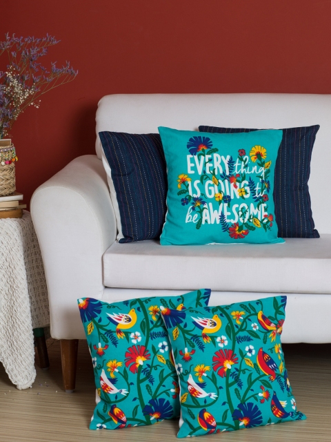 

Chumbak Multicoloured Set of 5 Abstract Square Cushion Covers, Multi