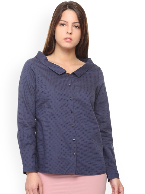 

Van Heusen Woman Blue Regular Fit Self Design Casual Shirt