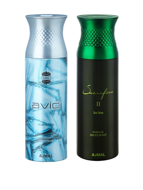 

Ajmal Unisex Set Of 2 Avid & Sacrifice II for Him Deodorant Body Spray 200ml each, Blue