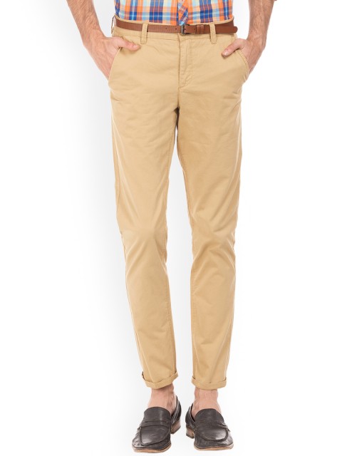 

Cherokee Men Beige Slim Fit Solid Regular Trousers