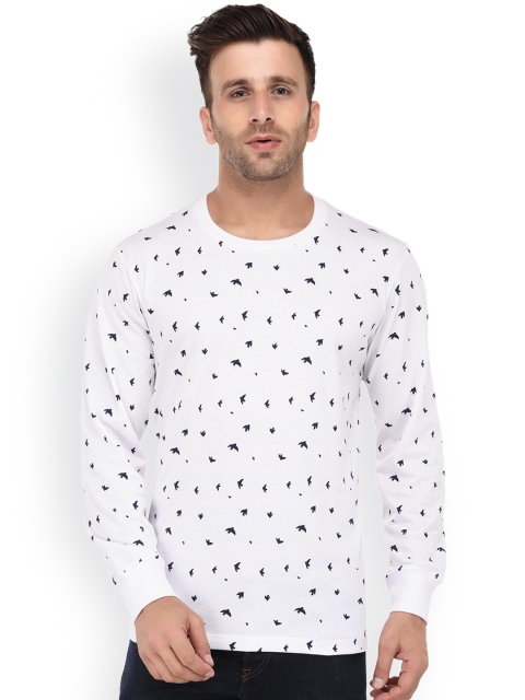 

WILD WEST Men White & Black Printed Round Neck T-shirt