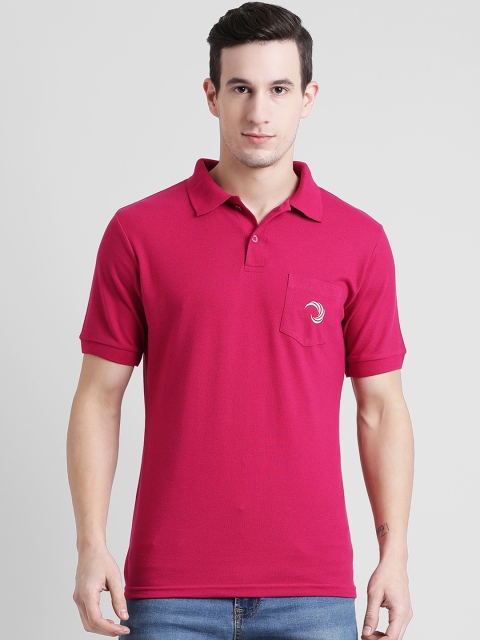 

oneliner Men Red Solid Polo Collar Slim Fit T-shirt