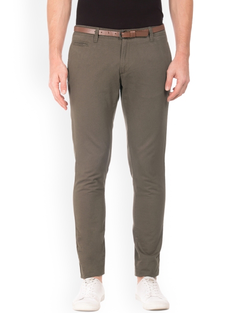 

Cherokee Men Olive Green Slim Fit Solid Regular Trousers