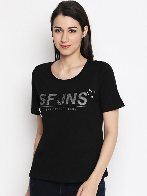 

SF JEANS by Pantaloons Women Black Printed Round Neck T-shirt