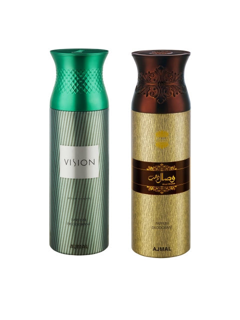 

Ajmal Men Ajmal Vision Homme & WisalDhahab Set of 2 Deodrants 200ml each, Green