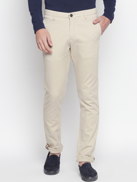 

beevee Men Beige Regular Fit Solid Regular Trousers