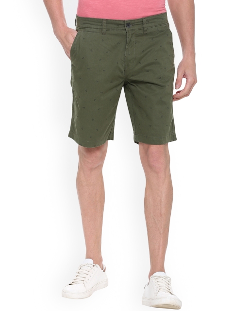 

People Men Green Printed Regular Fit Regular Shorts
