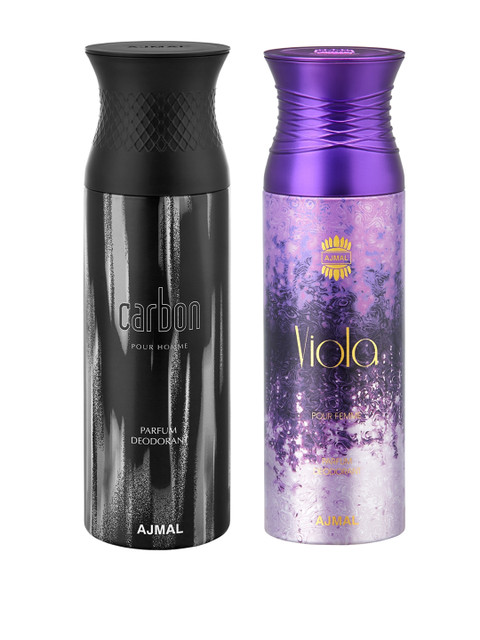 

Ajmal Carbon & Viola Deodorants for Men & Women Pack of two 200ml, Black