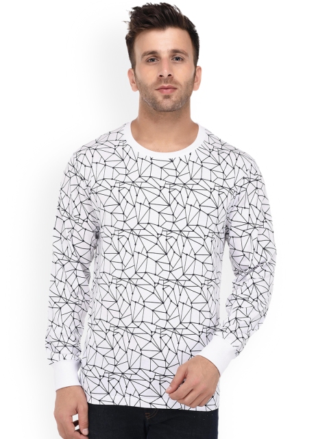 

WILD WEST Men White & Black Printed Round Neck T-shirt