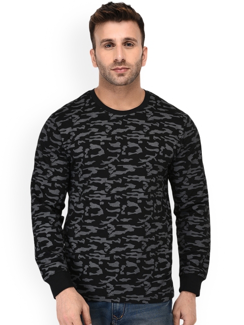 

WILD WEST Men Black & Grey Printed Round Neck T-shirt