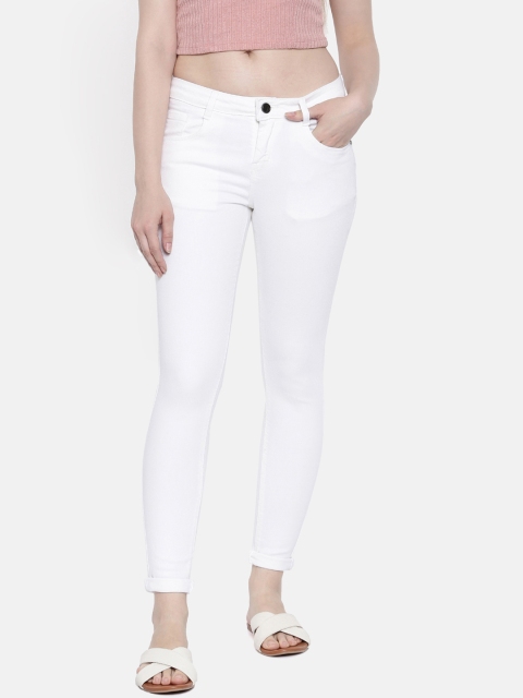 

ZHEIA Women White Skinny Fit Mid-Rise Clean Look Stretchable Jeans