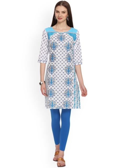 

Alena Women White Printed Straight Kurta