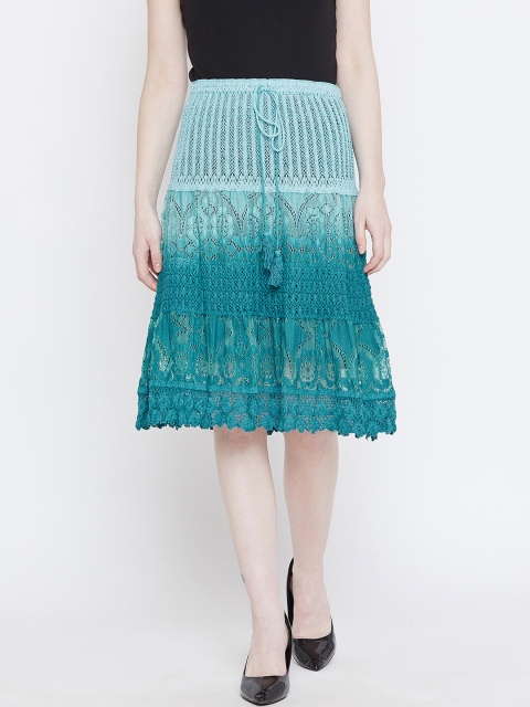

Camey Women Green Self Design Flared Skirt
