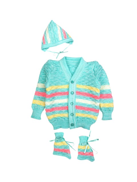

MeeMee Kids Sea Green Self Design Woollen Cardigan