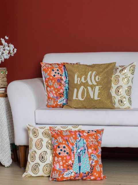 

Chumbak Multicoloured Set of 5 Abstract Square Cushion Covers, Multi