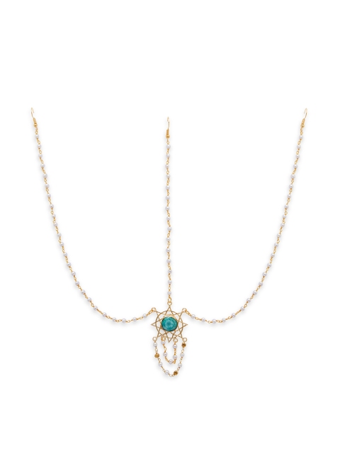 

AccessHer Gold Toned & Blue Marble Stone Tiara Damini