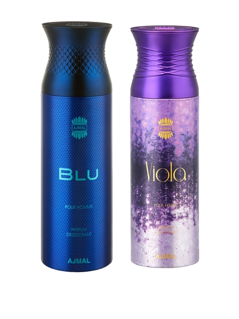 

Ajmal Unisex Pack of 2 Blu & Viola Deodorants 200 ml, Blue