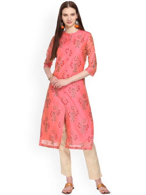 

Alena Women Pink Printed Straight Kurta