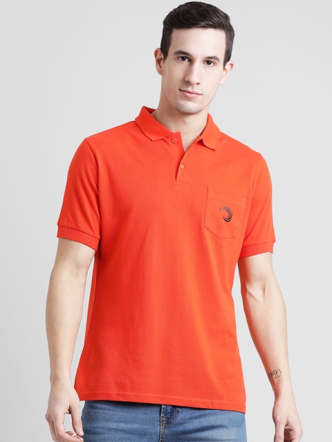 

oneliner Men Orange Solid Polo Collar T-shirt