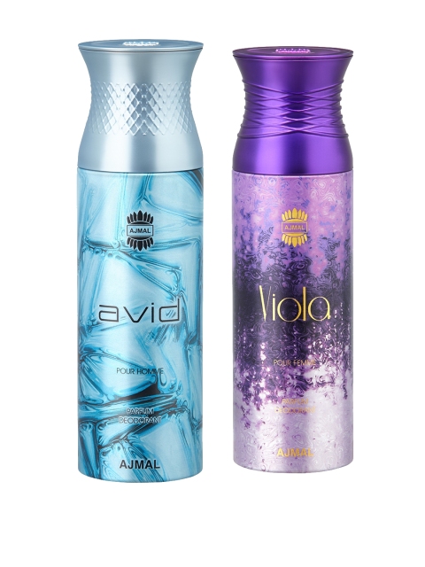 Ajmal Unisex Set of 2 Deodorants 200 ml each, Blue