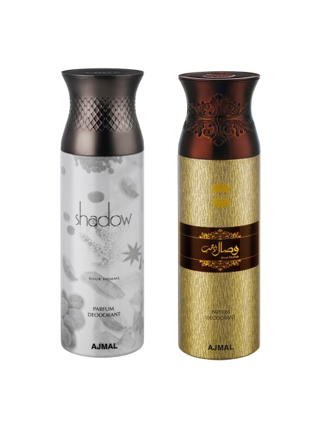 

Ajmal Shadow Homme & Wisal Dhahab Set of 2 Deodorant Spray, Grey