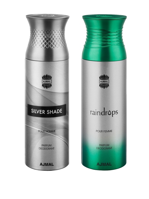 

Ajmal Unisex SilverShade & Raindrops Set of 2 Deodrants, Silver