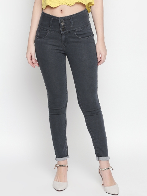 

PURPLE WATER Women Grey Slim Fit High-Rise Clean Look Stretchable Jeans
