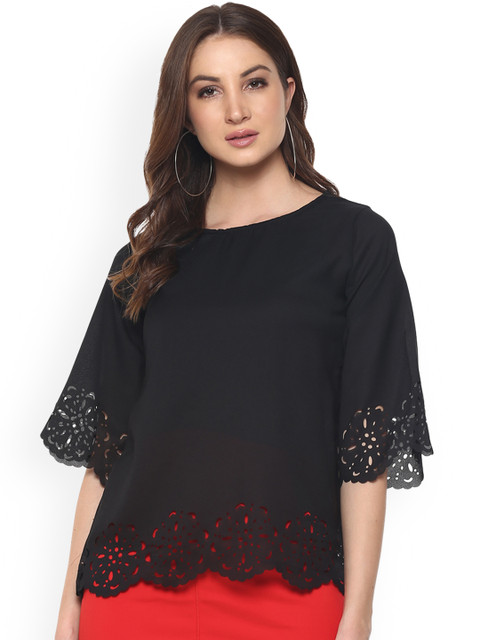 

Mayra Women Black Solid A-Line Top