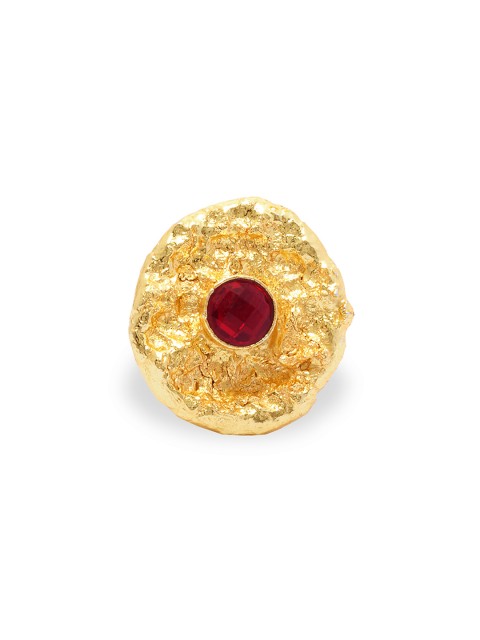 

AccessHer Women Gold-Toned & Red Finger Ring with Faux Ruby