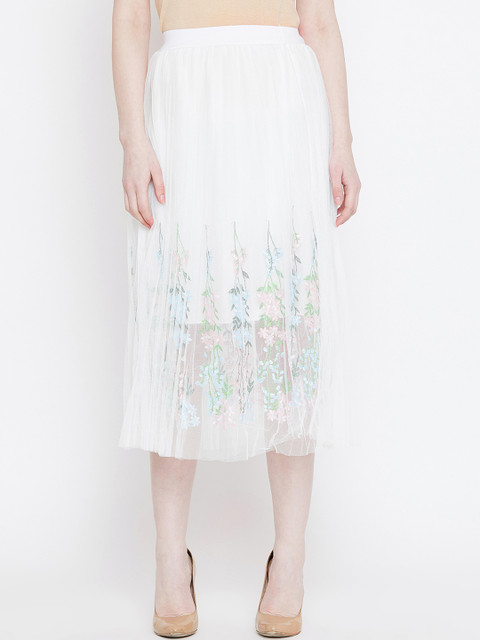 

Camey Women White Solid A-Line Skirt