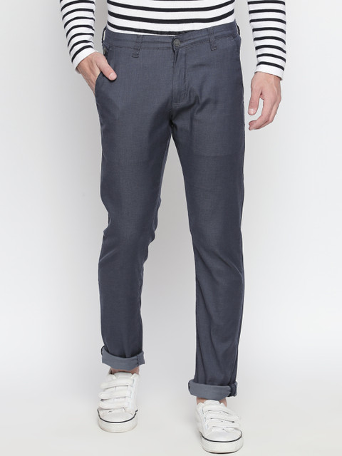 

beevee Men Grey Regular Fit Solid Chinos