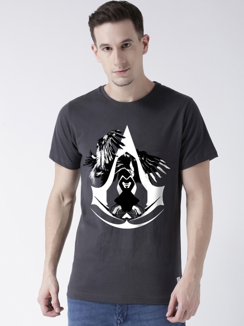 

ComicSense.xyz Men Grey Printed Assassins Creed Glow in Dark Tshirt