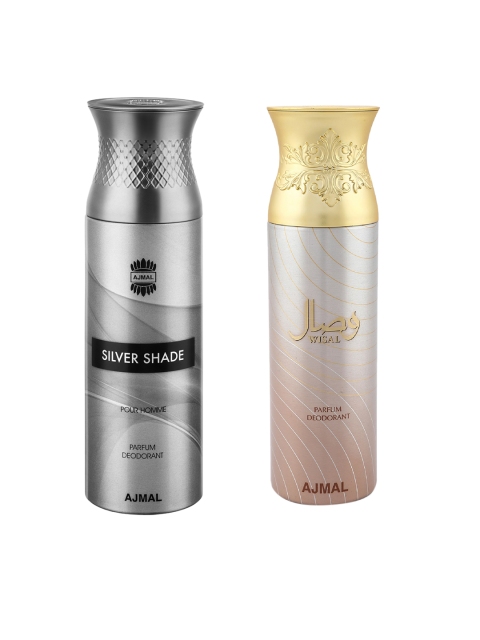 

Ajmal Unisex Silver Shade & Wisal Set of 2 Deodrants, Grey
