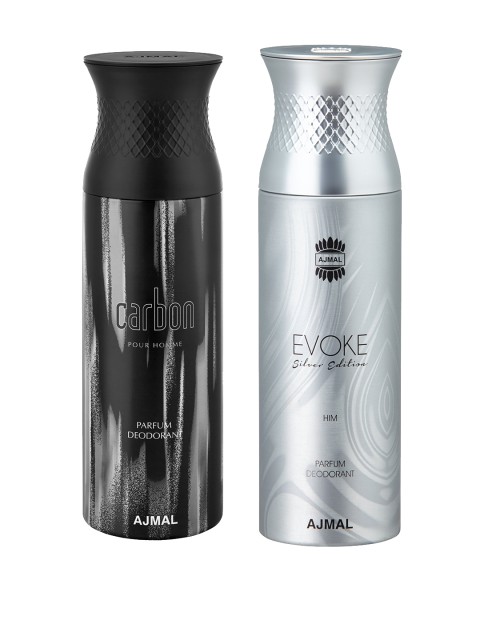 

Ajmal Men Carbon & EvokeSilverHim Set of 2 Deodrants, Black