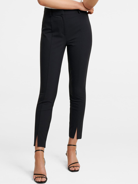 

Forever New Women Black Slim Fit Solid Cigarette Trousers