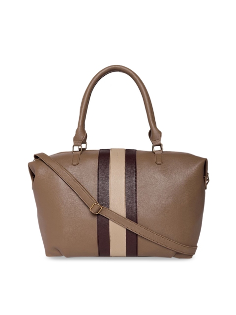 

Kanvas Katha Brown Colourblocked Leather Handheld Bag