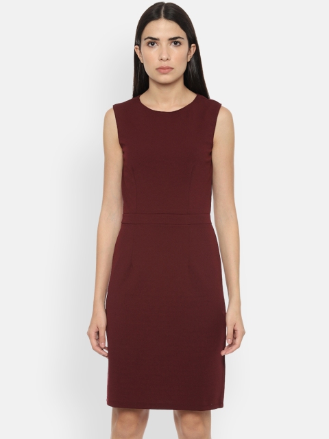 

Van Heusen Woman Maroon Printed Sheath Dress