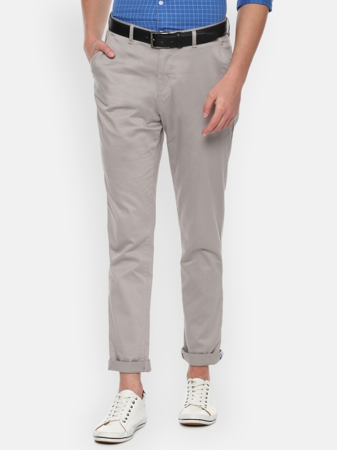 Van Heusen Sport Men Grey Slim Fit Solid Regular Trousers