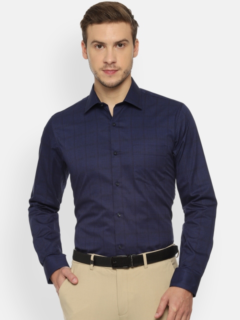 

Van Heusen Men Navy Blue Slim Fit Checked Formal Shirt