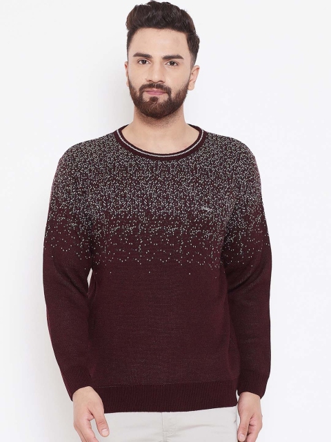 

Duke Men Maroon Self Design Sweater