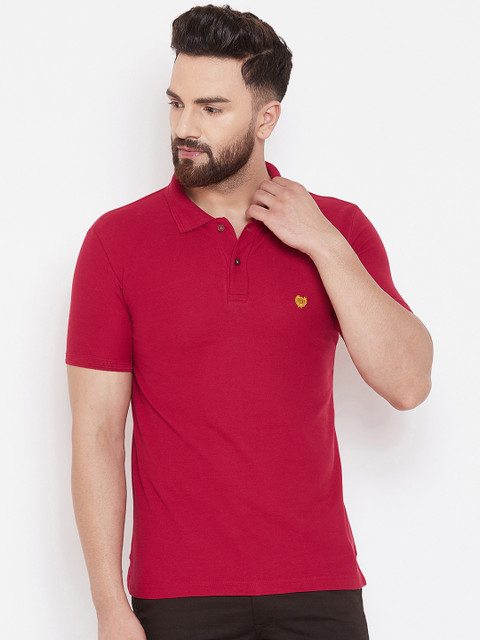 

Duke Men Red Solid Polo Collar T-shirt