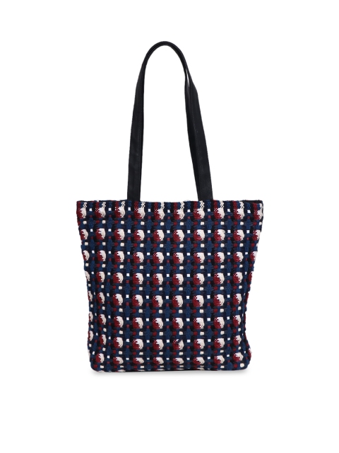 

Diwaah Navy Blue & Red Self Design Shoulder Bag