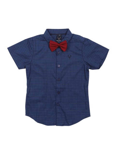 

Allen Solly Junior Boys Navy Blue Regular Fit Checked Party Shirt